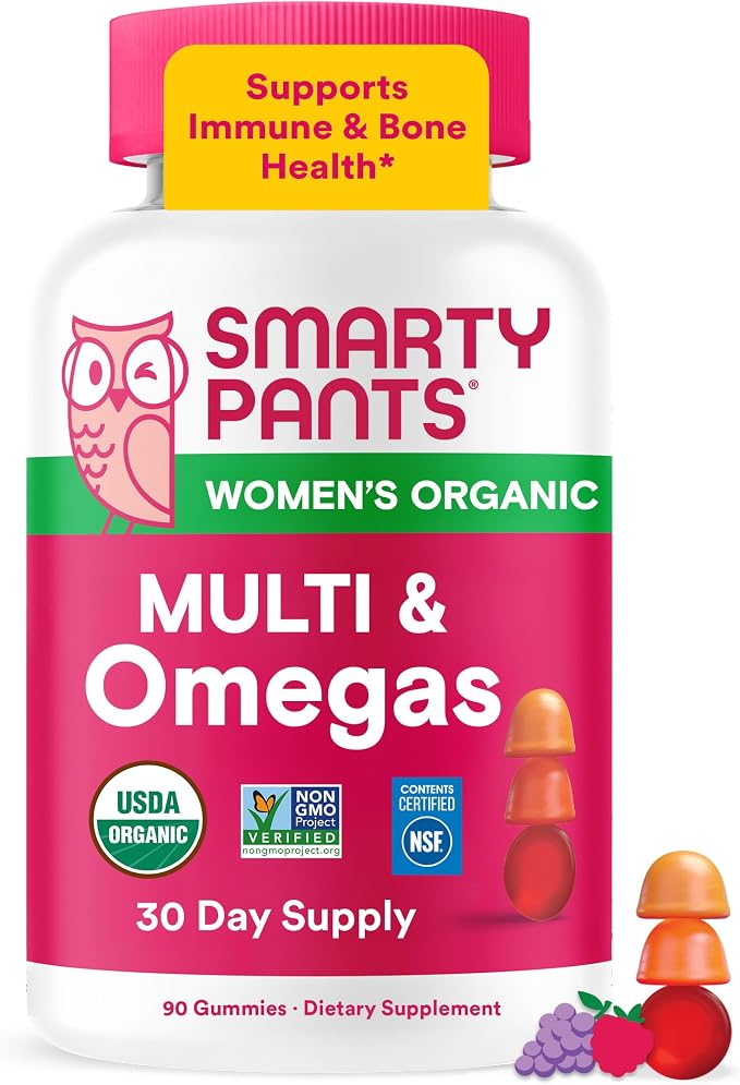 SmartyPants Organic Women's Multivitamin Gummies, Omega 3, Zinc, 120 Ct