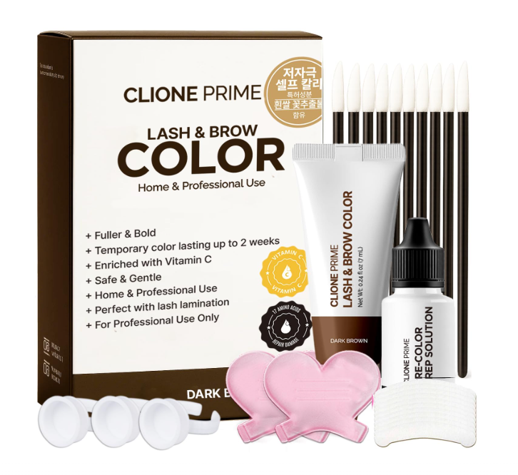 Dark Brown Eyelash & Eyebrow Color Kit – Naturally Fades in 1–2 Weeks