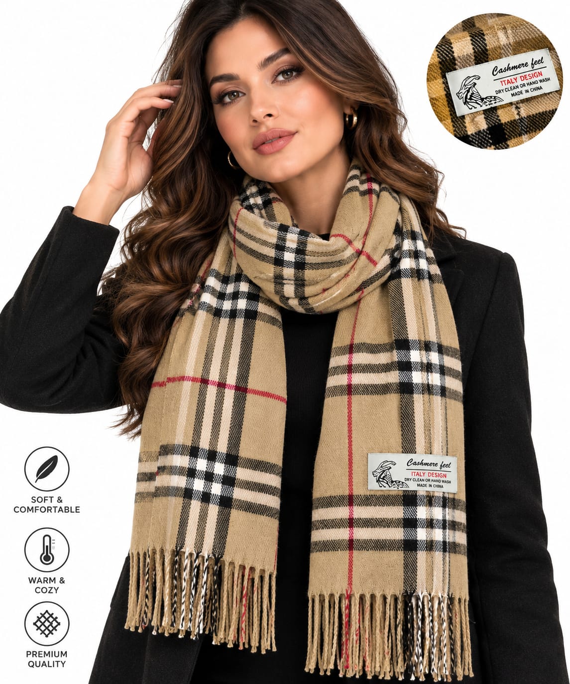 Glory Max Unisex Plaid Scarf Soft Winter Fashion Scarf 72x12