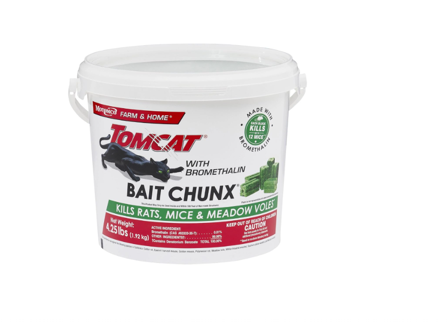 Tomcat Bromethalin Rodent Bait Chunx – 4.25 lb Pail for Mice & Rats